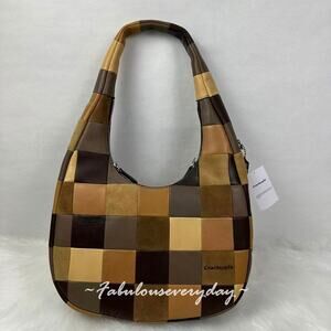 Coach Coachtopia Alter Ego Crescent Shoulder Bag Checkerboard Suede/Leather NWT